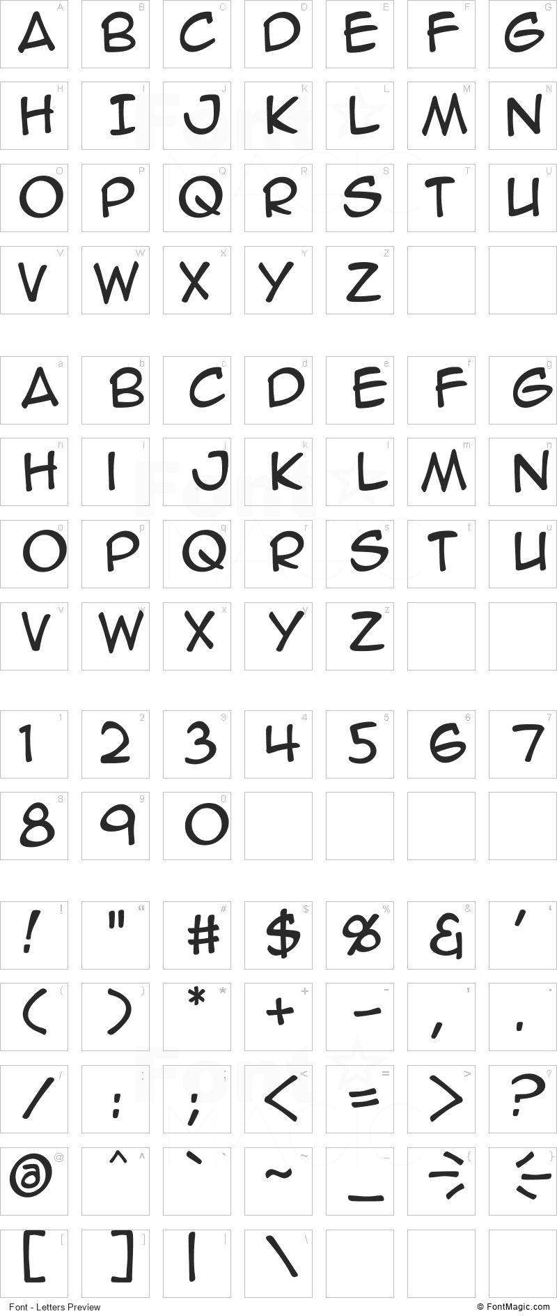 Anime Ace BB Font - All Latters Preview Chart